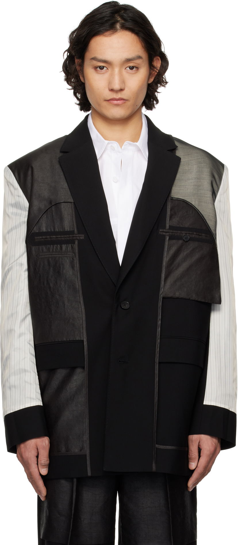 Rockar Feng Chen Wang Feng Chen Wang Deconstruction Patchwork Blazer Svart | FUS19JK02