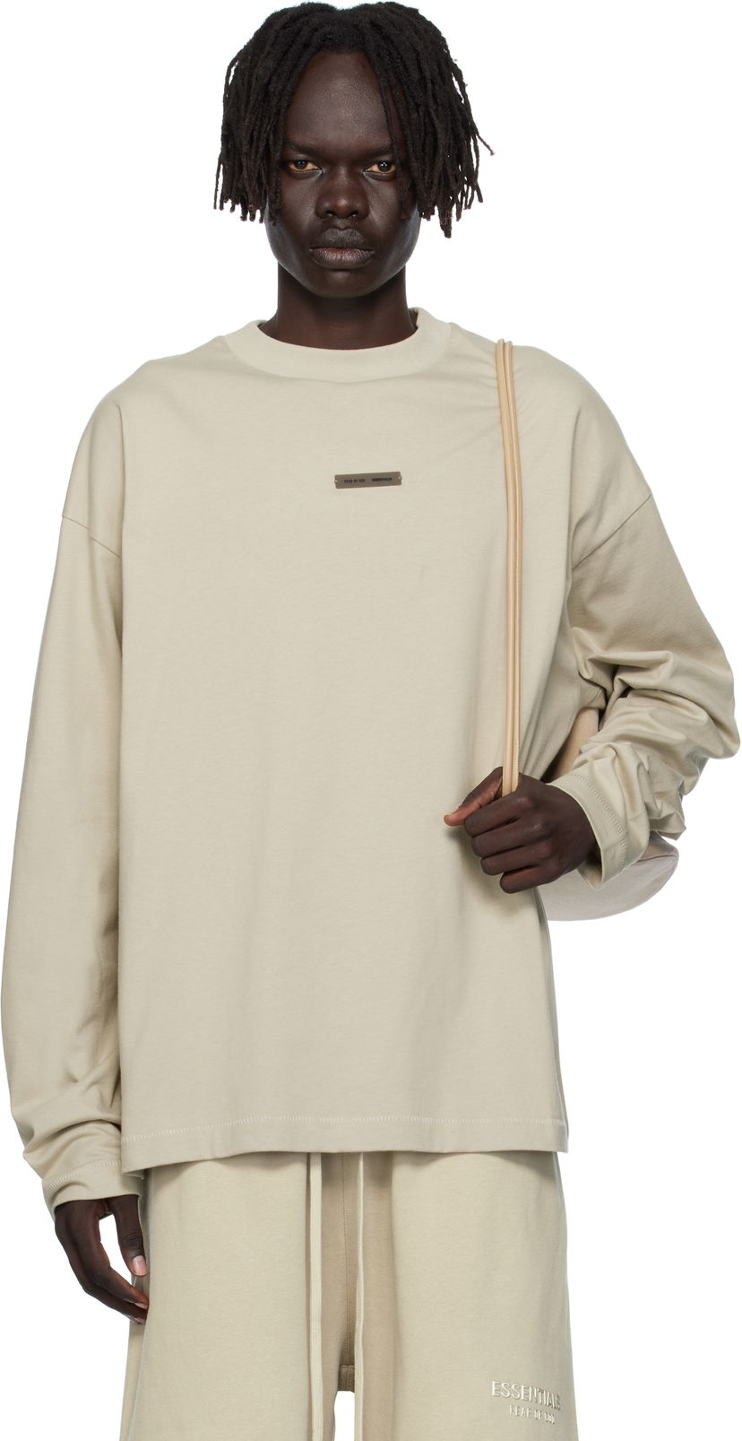 T-shirt Fear of God ESSENTIALS Classic Fit Long Sleeve T-Shirt Beige | 125SP254206F