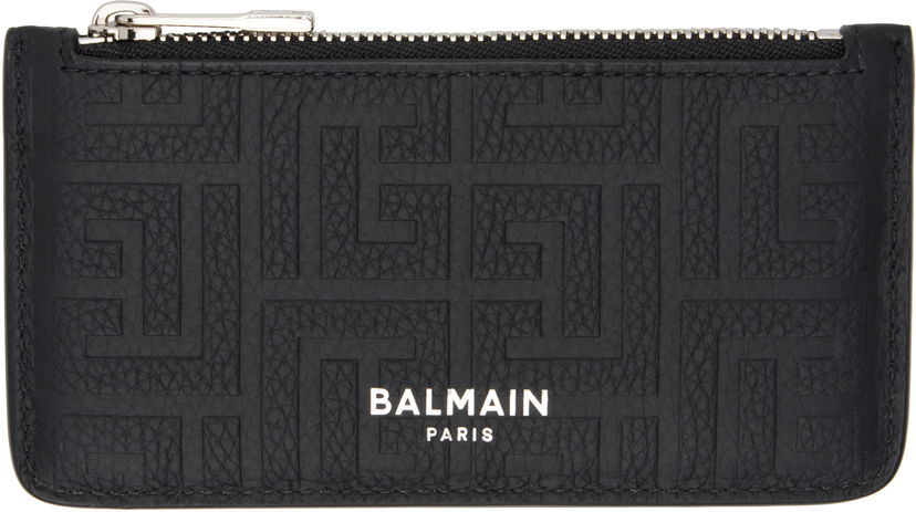 Plånbok Balmain Embossed Leather Card Holder Svart | DM1MD060LPSE