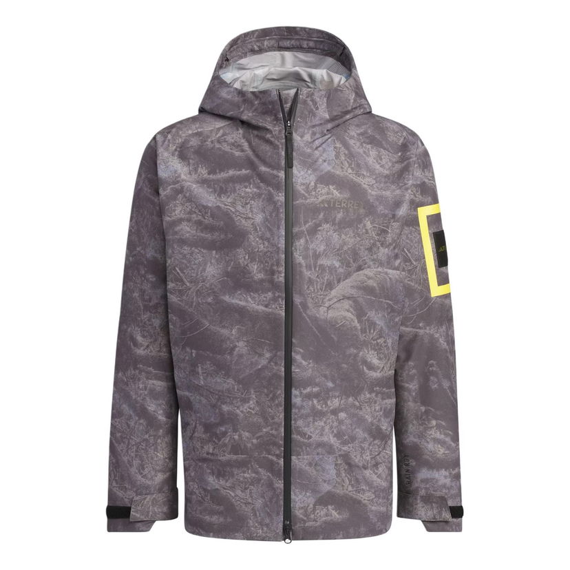 Regnrock adidas Originals National Geographic Allover Print RAIN.RDY Jacket Grå | IS9512