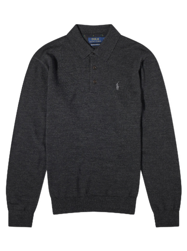 Sweatshirt Polo by Ralph Lauren Polo Ralph Lauren Long Sleeve Knitted Polo Dark Granite Heather Svart | 710876852002