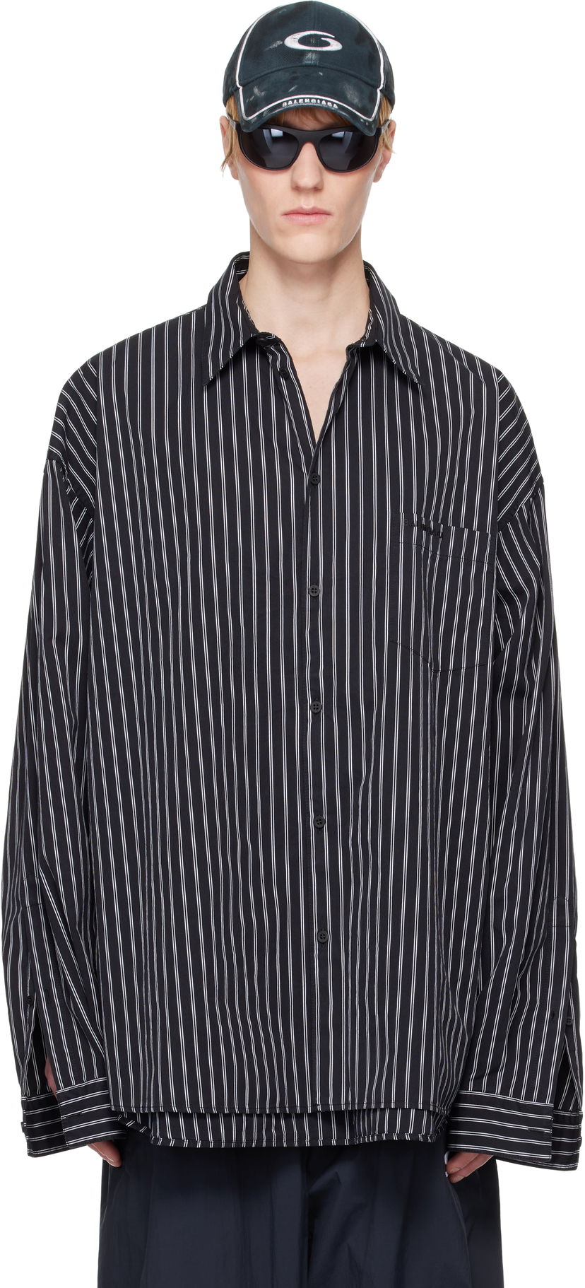 Skjorta Balenciaga Balenciaga Striped Flatground Shirt Svart | 814598TRM23