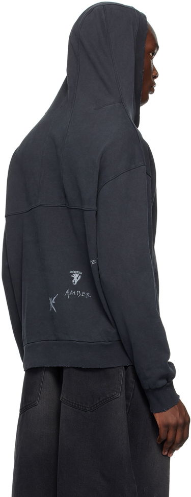 Sweatshirt We11done We11done Wide Neck Hoodie Svart | WD-TH2-24-801-U-BK, 2