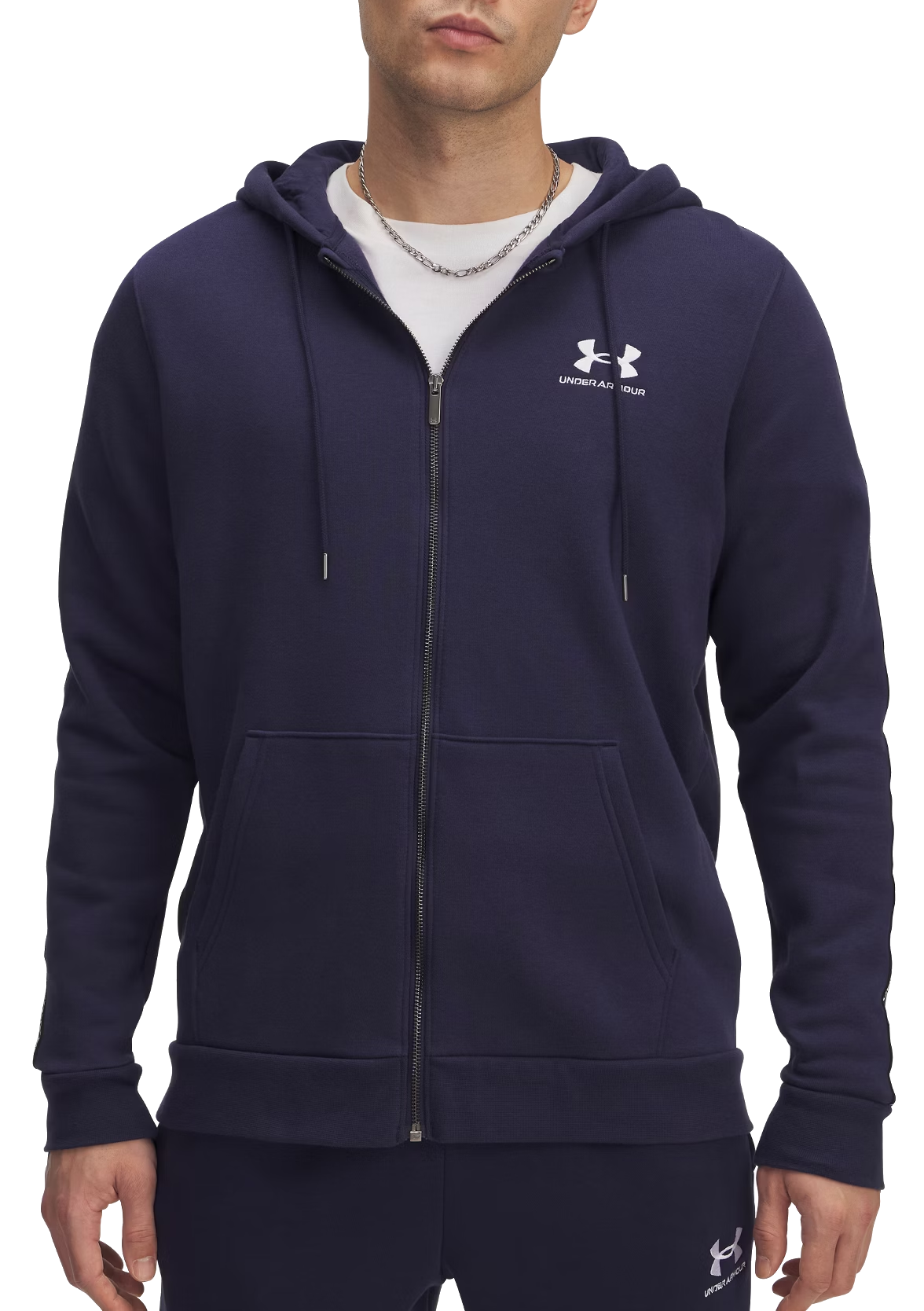 Sweatshirt Under Armour Under Armour UA Icon Fleece FZ Taping Full-Zip Hoodie Mörkblå | 1390298-410, 0