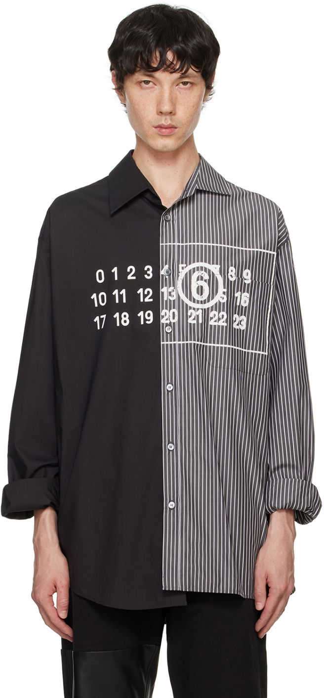 Skjorta Maison Margiela Asymmetric Stripe Long Sleeve Shirt Svart | SH0DT0016 MTN013
