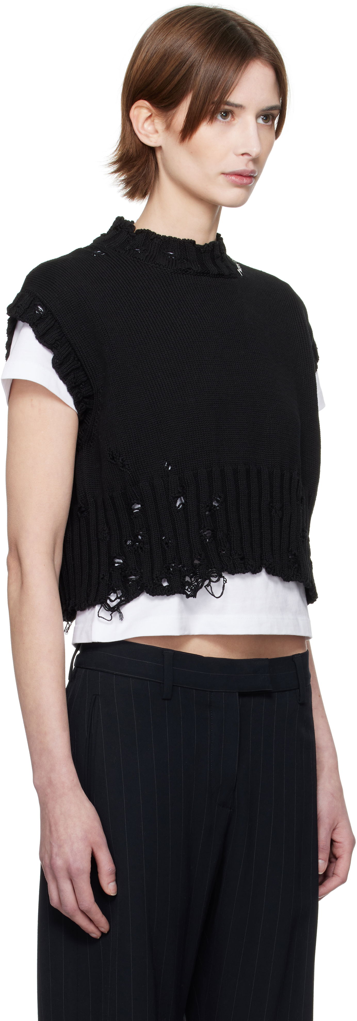 Sweater Marni Marni Distressed Sleeveless Sweater Svart | GCMD0578E0 UFC652, 1