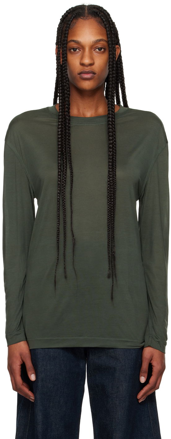 T-shirt LEMAIRE Soft Long Sleeve T-Shirt Grön | TO1171 LJ1011