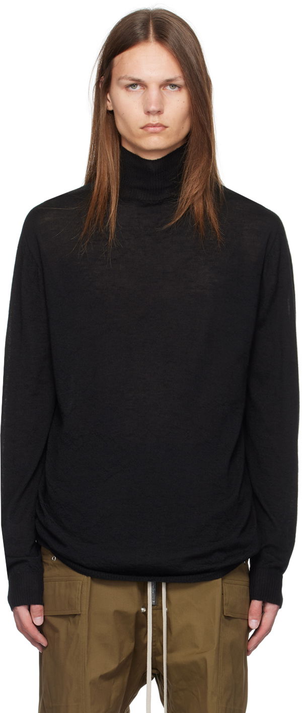 Sweater Rick Owens Black Porterville Oversized Turtleneck Svart | RU02D6626 WS
