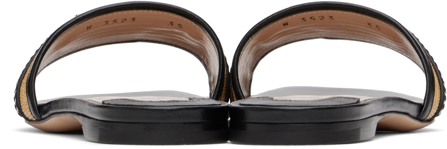 Tillbehör Tom Ford TOM FORD Raffia Calfskin Slide Sandals Svart | W3523-TRA004G, 1