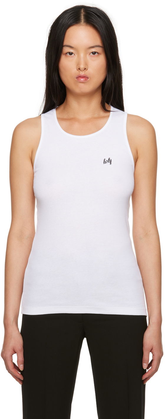 Linne Ann Demeulemeester Slim-Fit Tank Top Vit | 2302-W-JTO01-23-FA045-001
