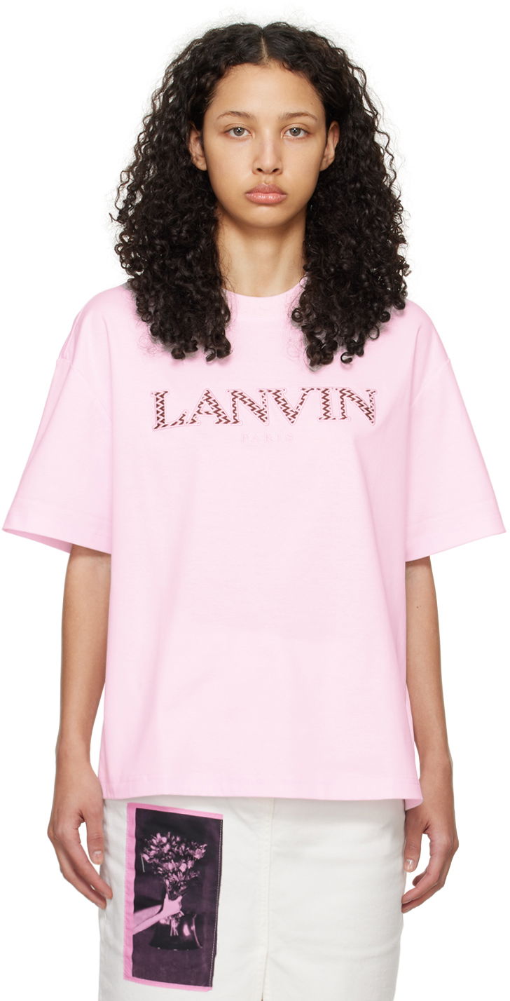T-shirt LANVIN Oversized Embroidered Curb T-Shirt Rosa | RW-TS0022-J207-P24