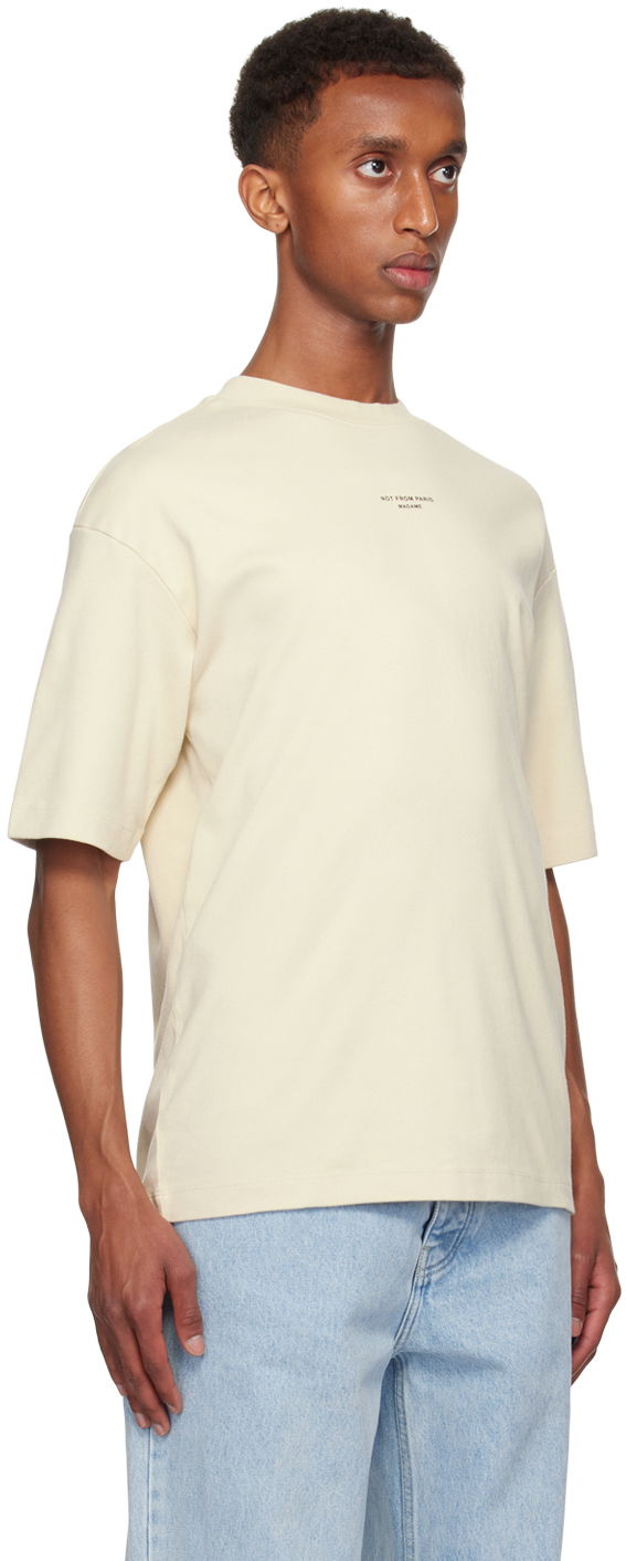 T-shirt Drôle de Monsieur Drôle De Monsieur Classique Slogan T-Shirt Beige | PERM-TS202-CO002-MT, 1