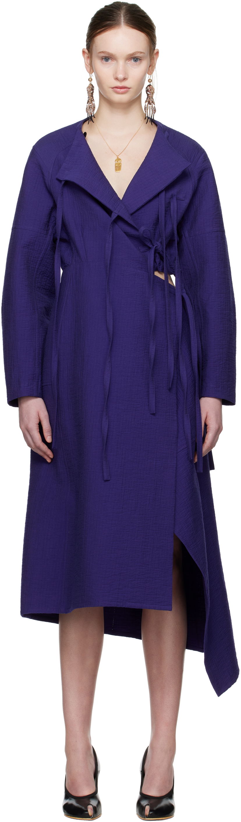 Klä Tory Burch Tory Burch Cotton Wrap Midi Dress Purpur | 173644-433