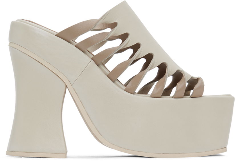 Tillbehör Eckhaus Latta Eckhaus Latta Twist Strap Platform Mules Beige | FEKLWTSPL00509