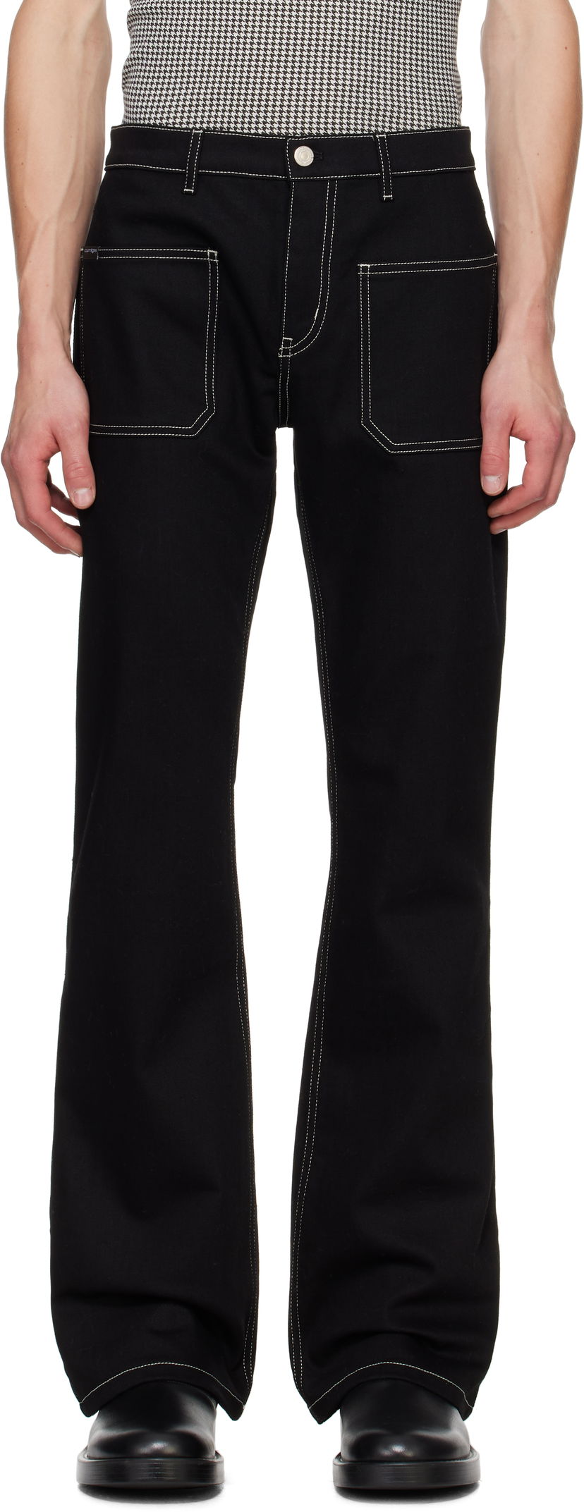Jeans Courrèges Courrèges Topstitched Bootcut Jeans Svart | 324DPA208DE0020