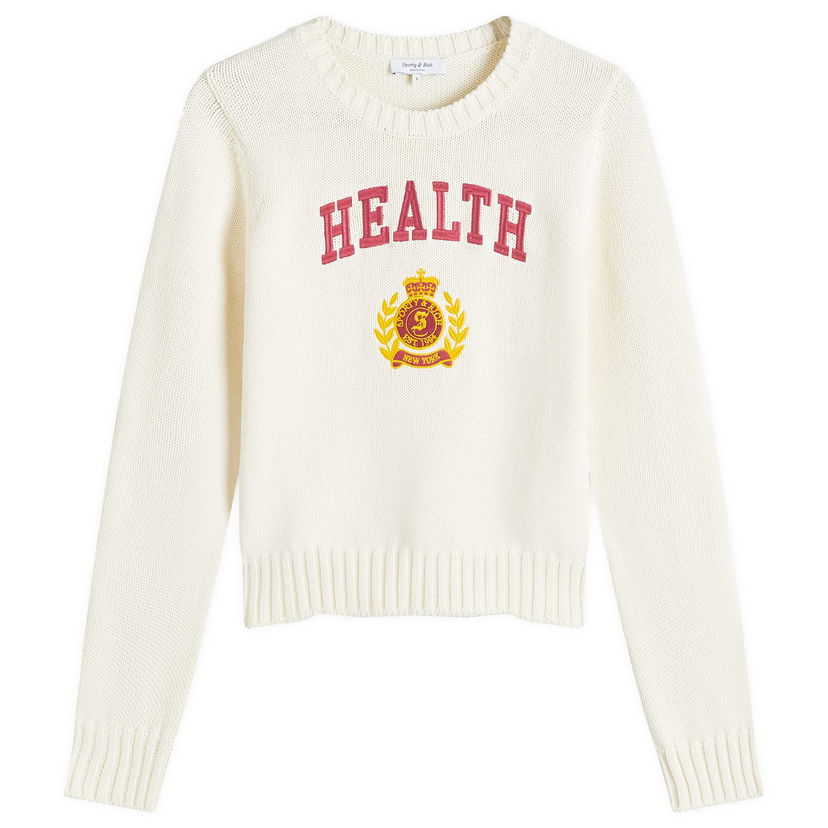Sweater Sporty & Rich NY Health Crest Knitted Sweater Vit | WS065506240CR01-CRM