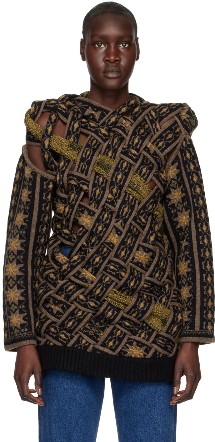 Sweater Y/PROJECT Braided Pattern Knit Sweater Svart | MPULL73-S23