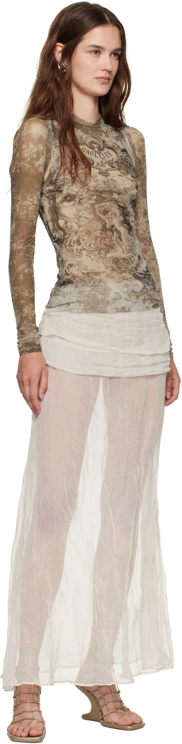 T-shirt Jean Paul Gaultier Jean Paul Gaultier 'The Médaillon' Long Sleeve Top Brun | 25/03-W-TO303-M006P-6965, 3