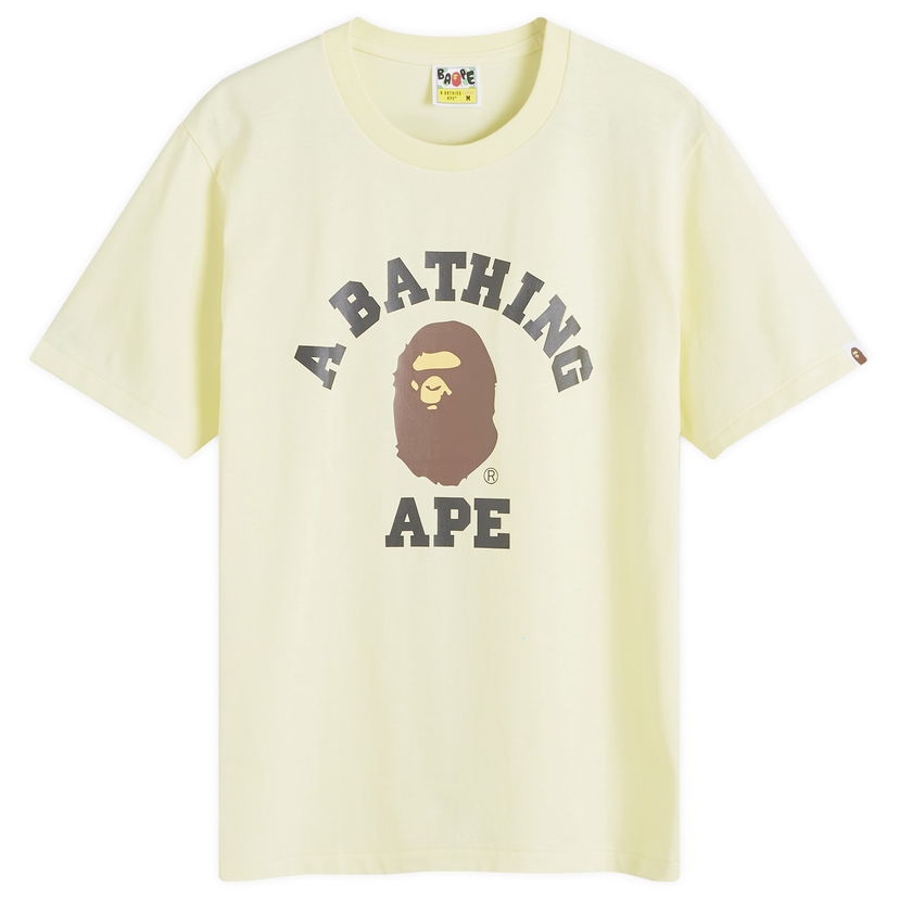 T-shirt BAPE A Bathing Ape Women's College T-Shirt in Yellow, Size Small | END. Clothing Beige | 001TEK302001L-YLW