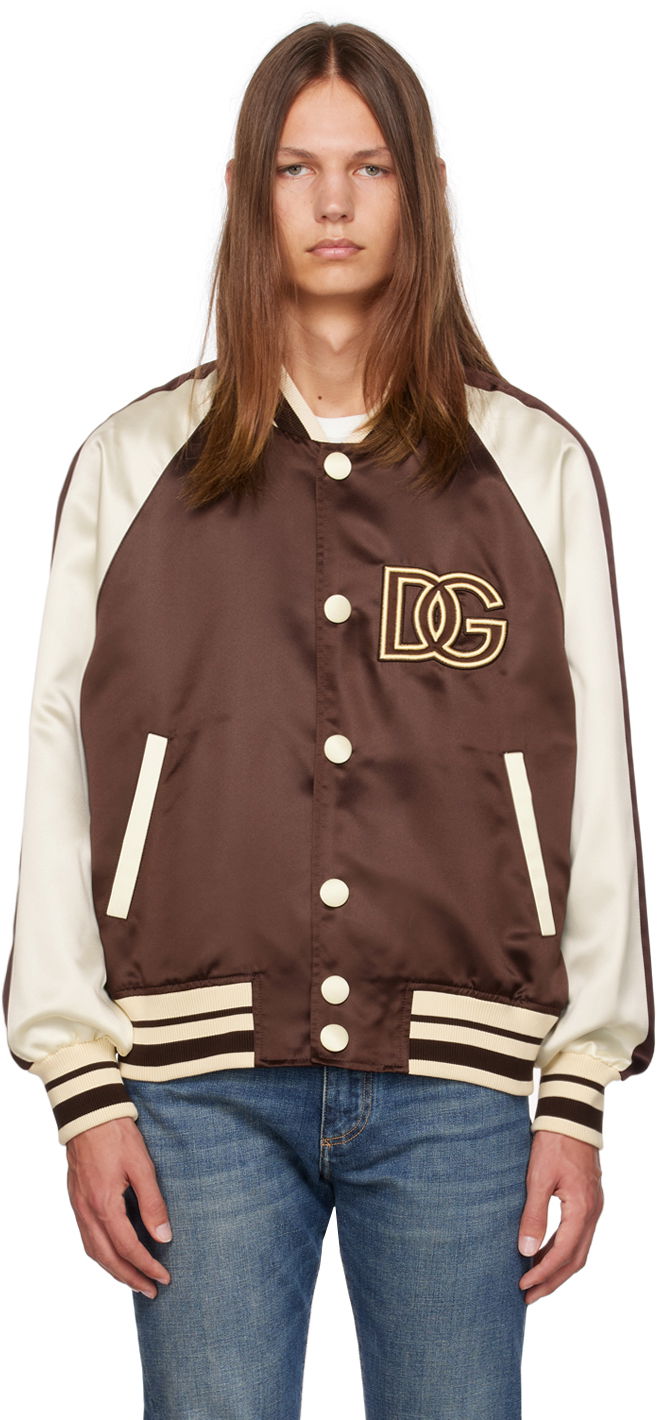 Bomberjacka Dolce & Gabbana Brown & White 'D&G' Bomber Jacket Brun | G9ZB6ZFUM86