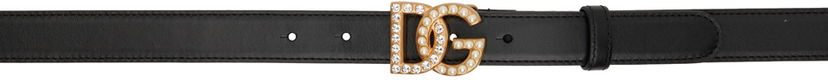 Bälten Dolce & Gabbana Black Bejeweled 'DG' Belt Svart | BE1577AQ339
