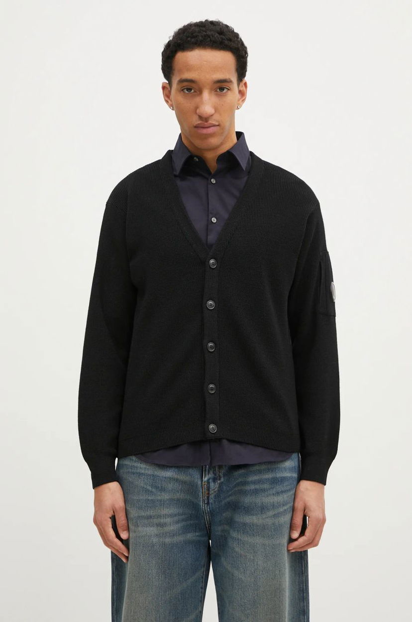 Sweater C.P. Company Re-Wool Knit Cardigan Svart | 17CMKN253A006595A