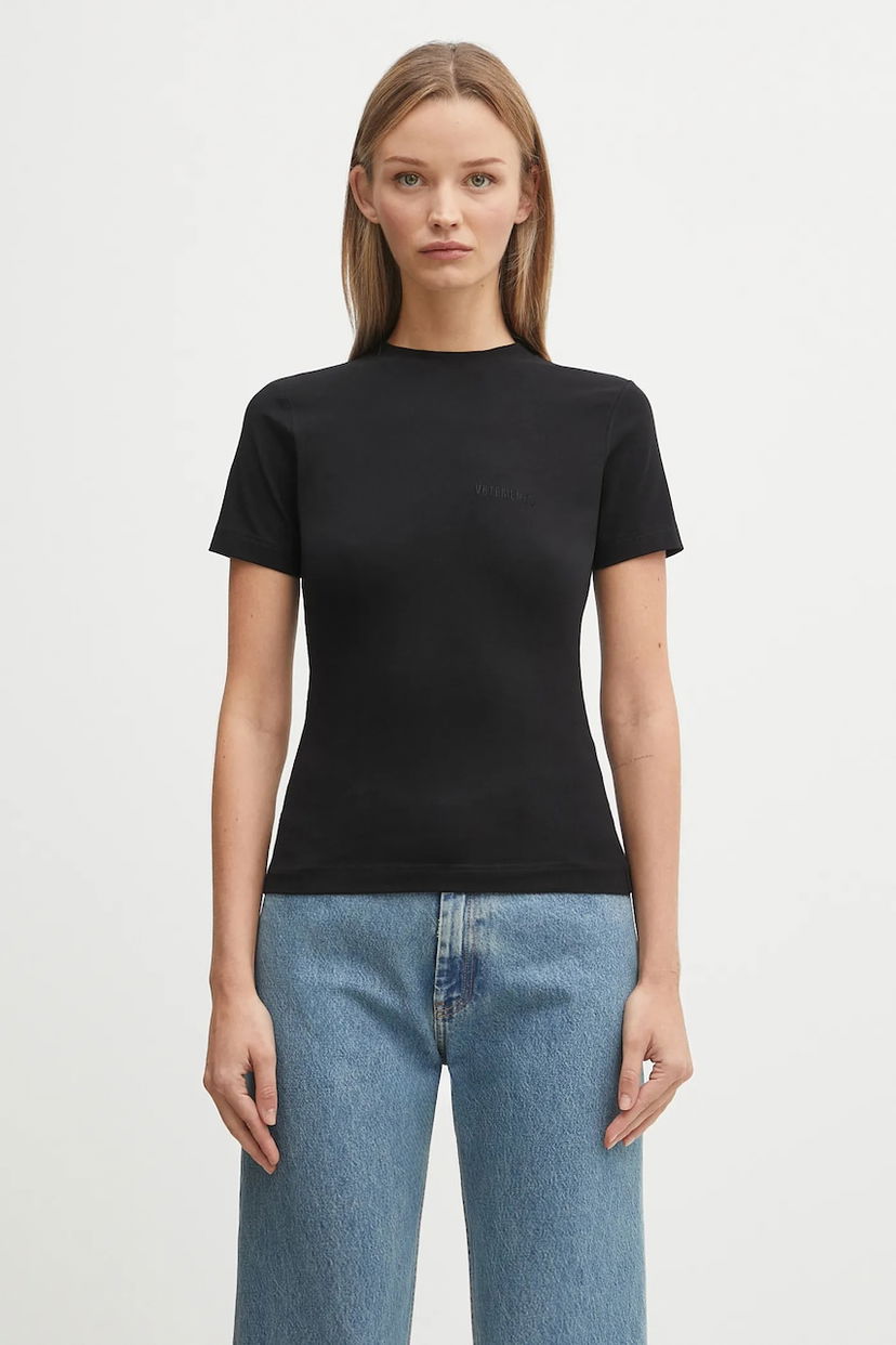 T-shirt VETEMENTS VETEMENTS Logo Fitted T-Shirt Svart | WH76TR130B