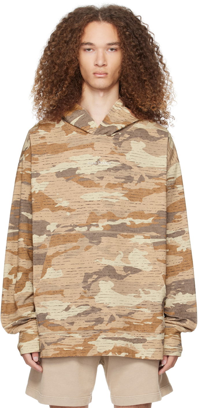 Sweatshirt Acne Studios Crystal-Cut Hoodie Beige | BI0195-