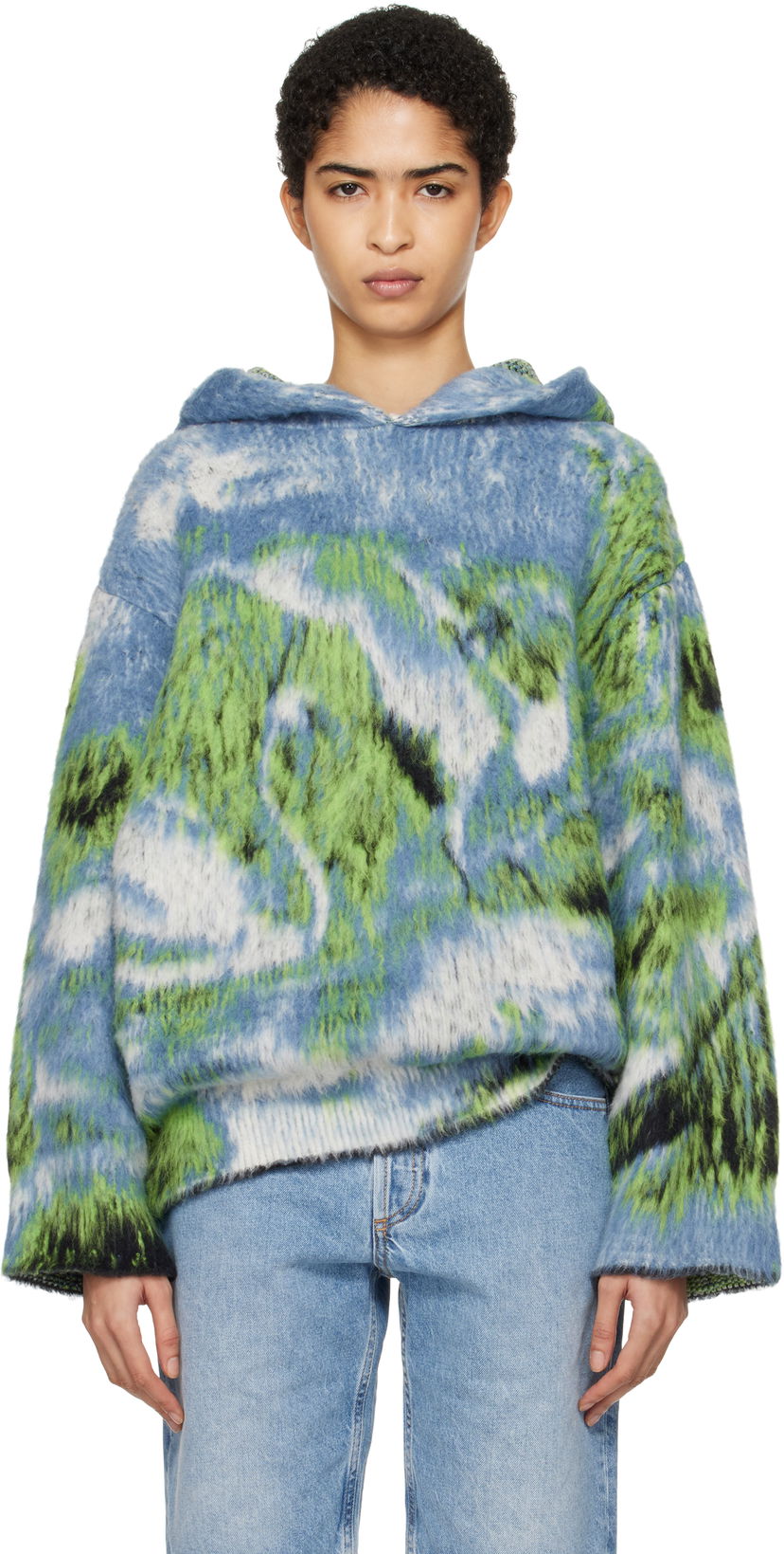 Sweatshirt The Attico Attico Swan Print Knit Hoodie Flerfärgad | 250WCK00114 MIX015AA
