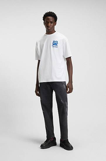 T-shirt BOSS RB cotton T-shirt with bull-graphic logo Vit | 50549307, 1