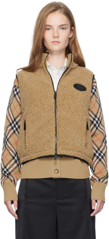 Väst Burberry Burberry Cropped Fleece Vest Beige | 8110159, 0