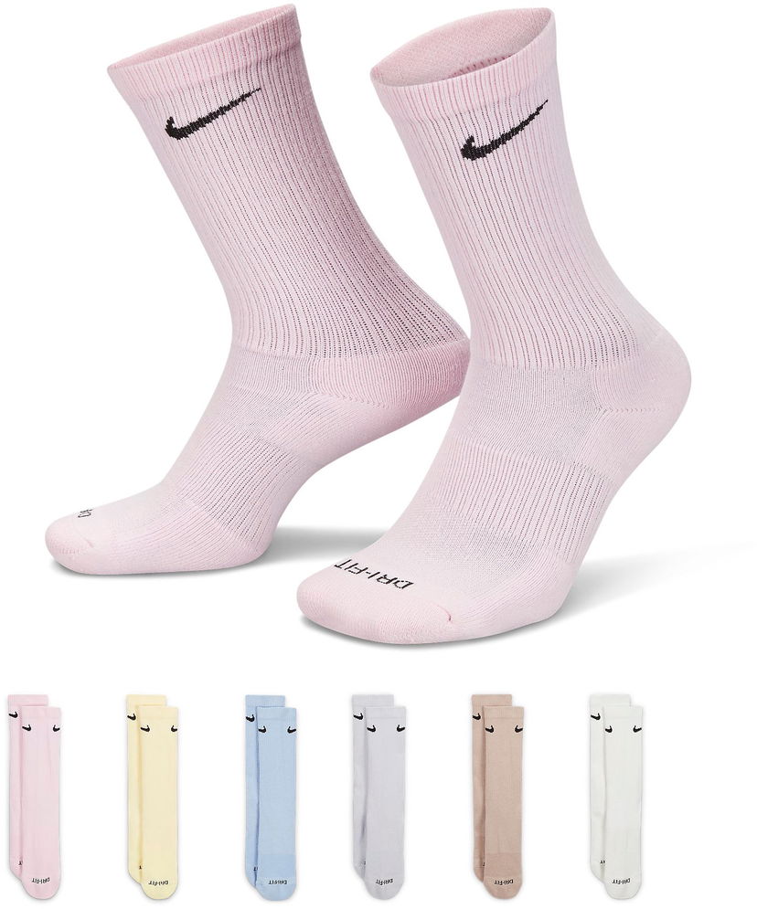Strumpor Nike Everyday Plus Cushioned Crew Socks (6 Pairs) Rosa | sx6897-906