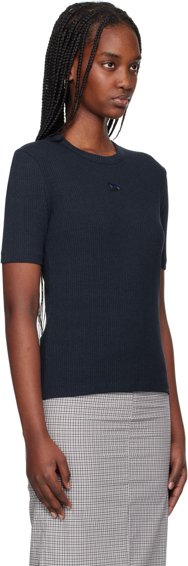 T-shirt MAISON KITSUNÉ Maison Kitsuné Baby Fox Ribbed Fitted T-Shirt Mörkblå | OW00124KJ0134, 1
