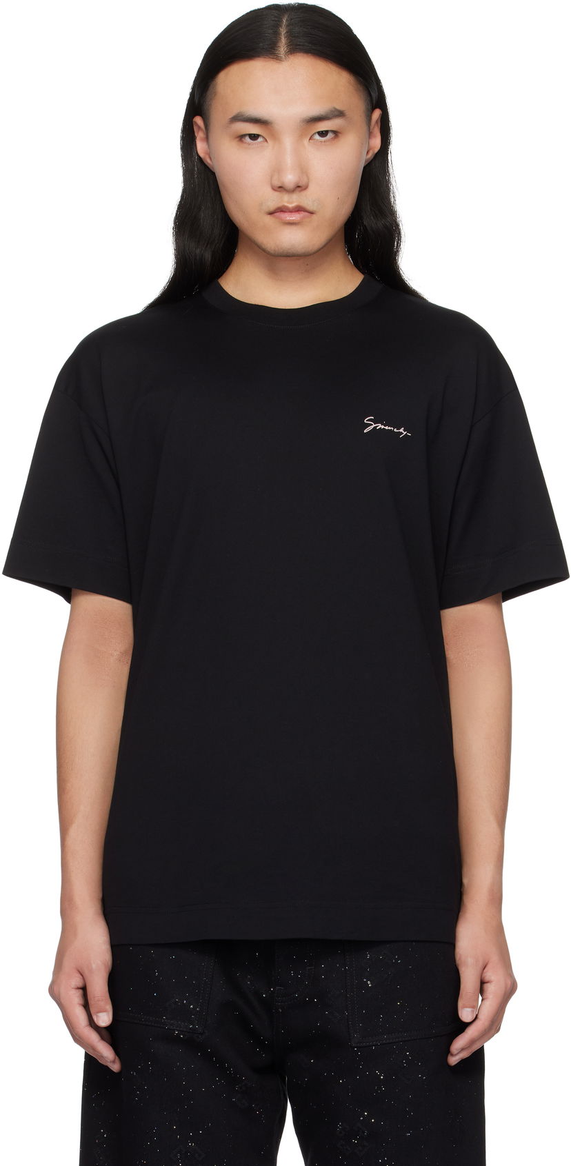 T-shirt Givenchy Black T-Shirt With Logo Svart | BM71MG3YPS001