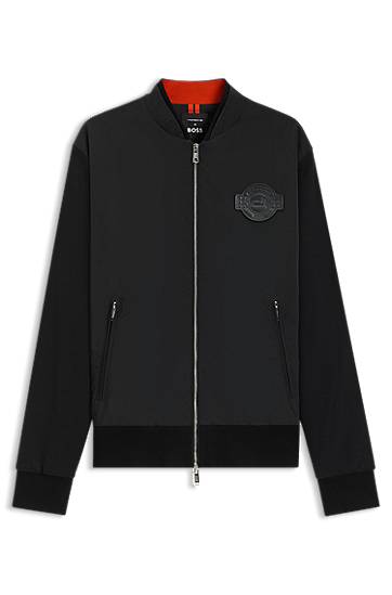 Bomberjacka BOSS Porsche x BOSS Cotton-Blend Jersey Jacket Svart | 50543675
