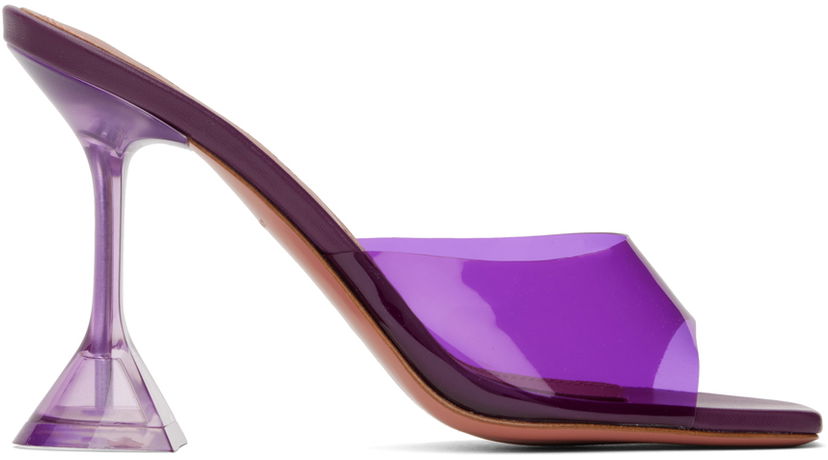 Skovård Amina Muaddi Amina Muaddi Lupita Glass Slipper Heeled Sandals Purpur | LUPITA GLASS SLIPPER CL PLEXI PV