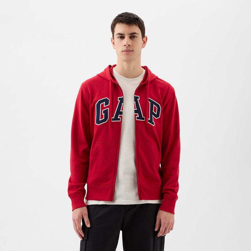 Sweatshirt GAP French Terry Fullzip Logo Hoodie Lasalle Red Röd | 868454-03