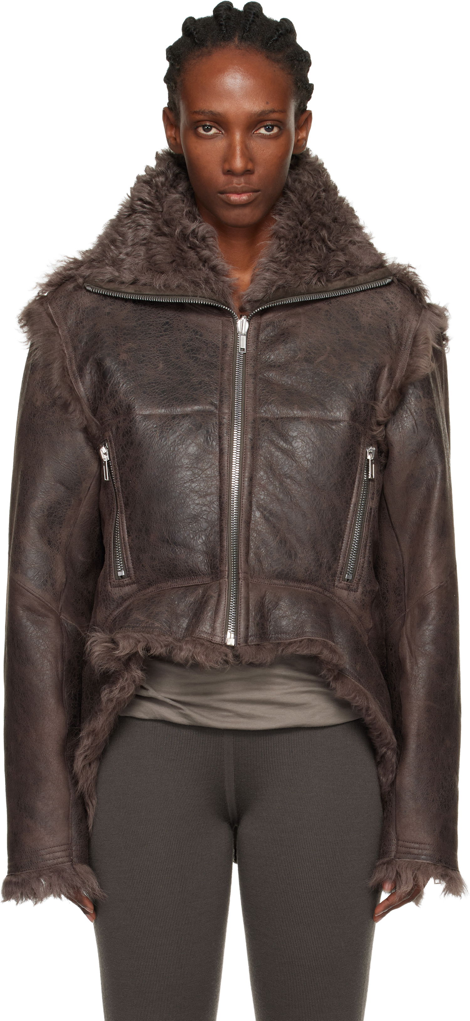 Jacka Rick Owens Concordians Exploder Reversible Shearling Jacket Brun | RP02E4722 LSHTR, 0
