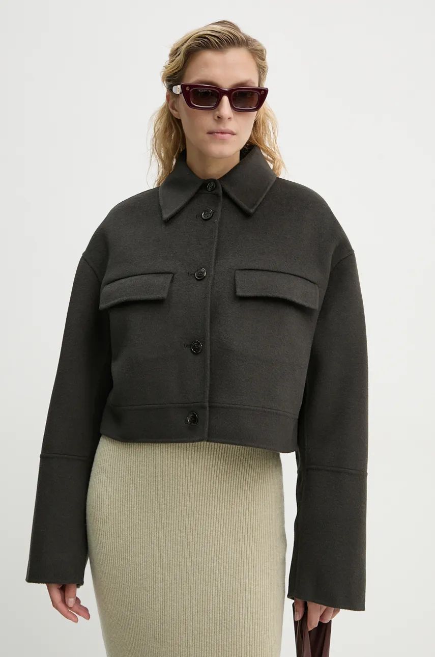 Jacka Nanushka Oversized Cropped Wool Jacket Grön | NW24PFSG27197, 0