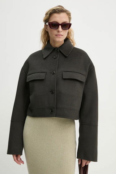 Jacka Nanushka Oversized Cropped Wool Jacket Grön | NW24PFSG27197, 0