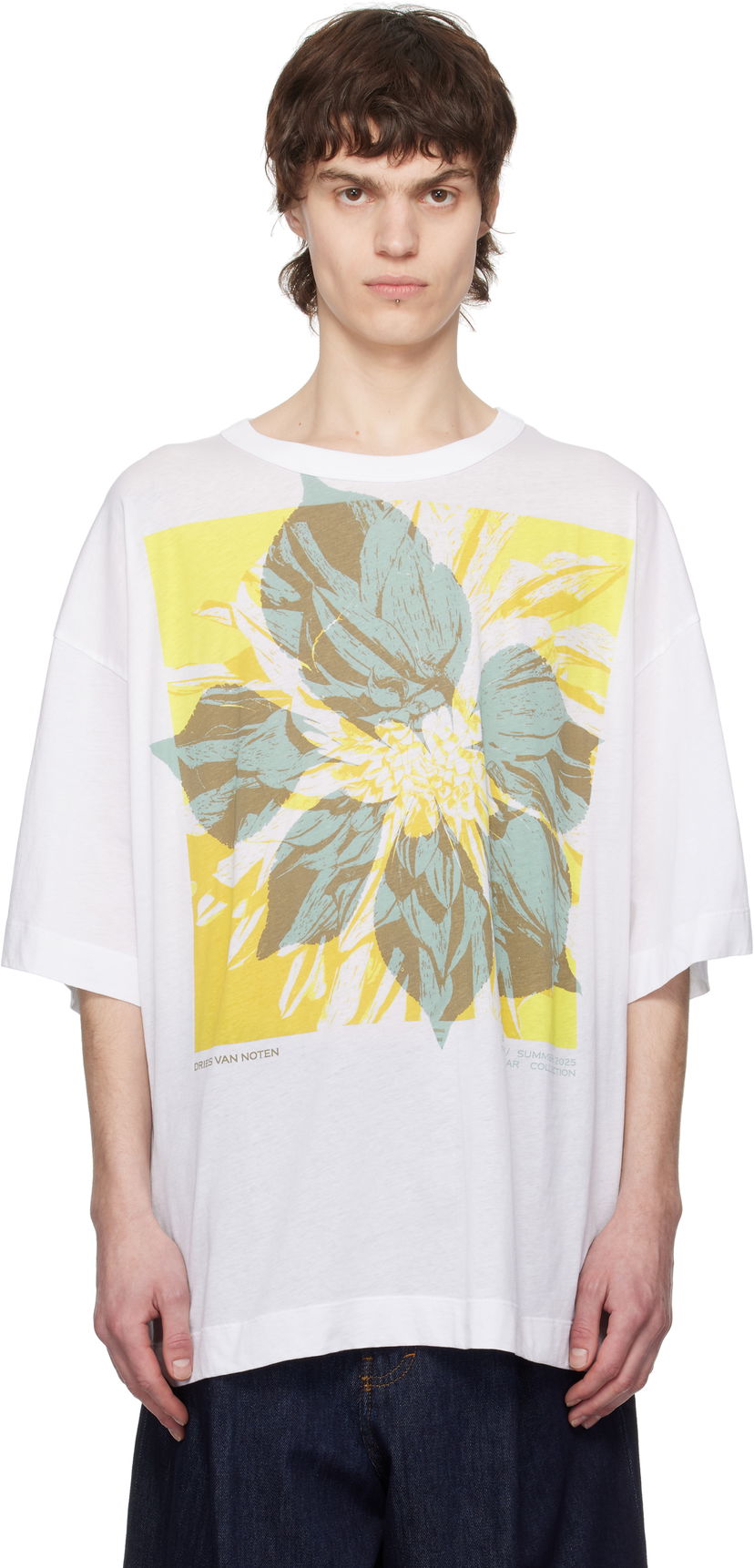 T-shirt Dries Van Noten Dries Van Noten Floral Graphic T-Shirt Vit | 251-021141-1608