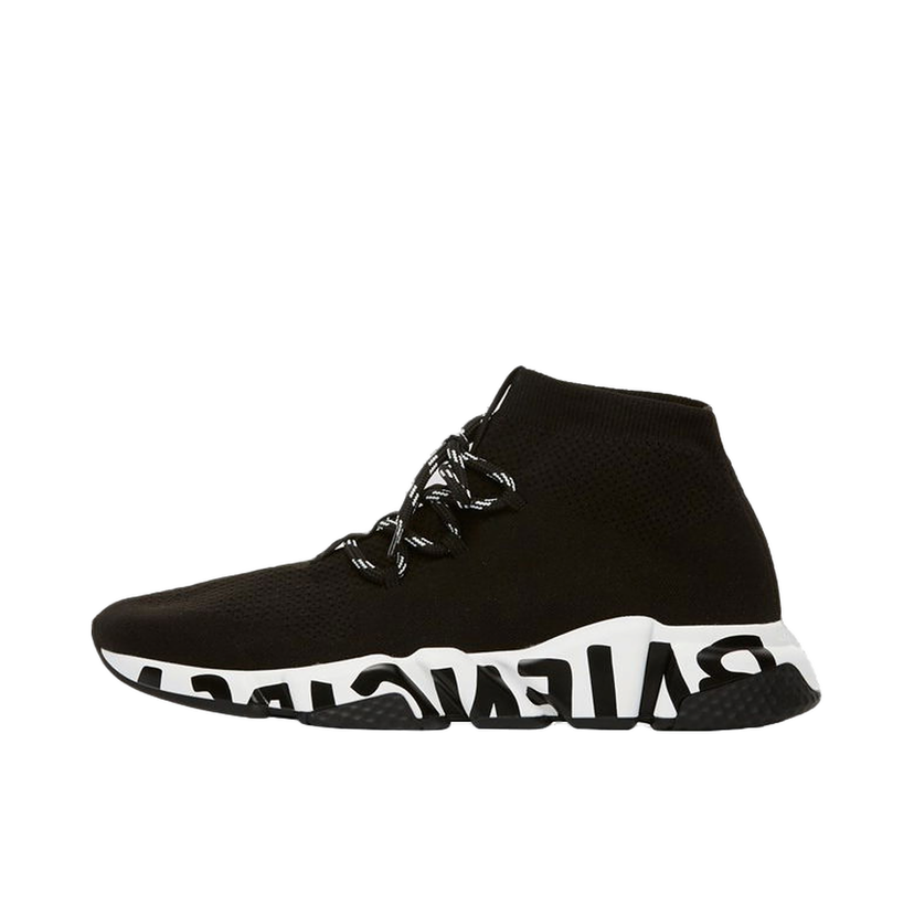 Sneakers och skor Balenciaga Speed Lace Up Graffiti Black White Svart | 621611W05GE1015