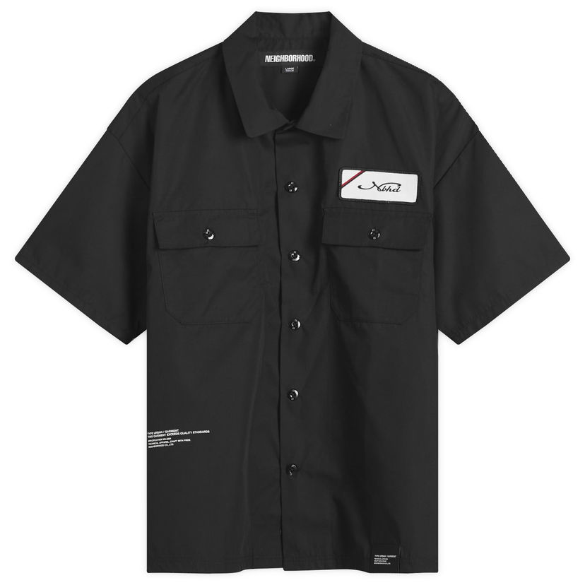 Skjorta Neighborhood Neighborhood Classic Short Sleeve Work Shirt, Size Large Svart | 251TSNH-SHM02-BLK