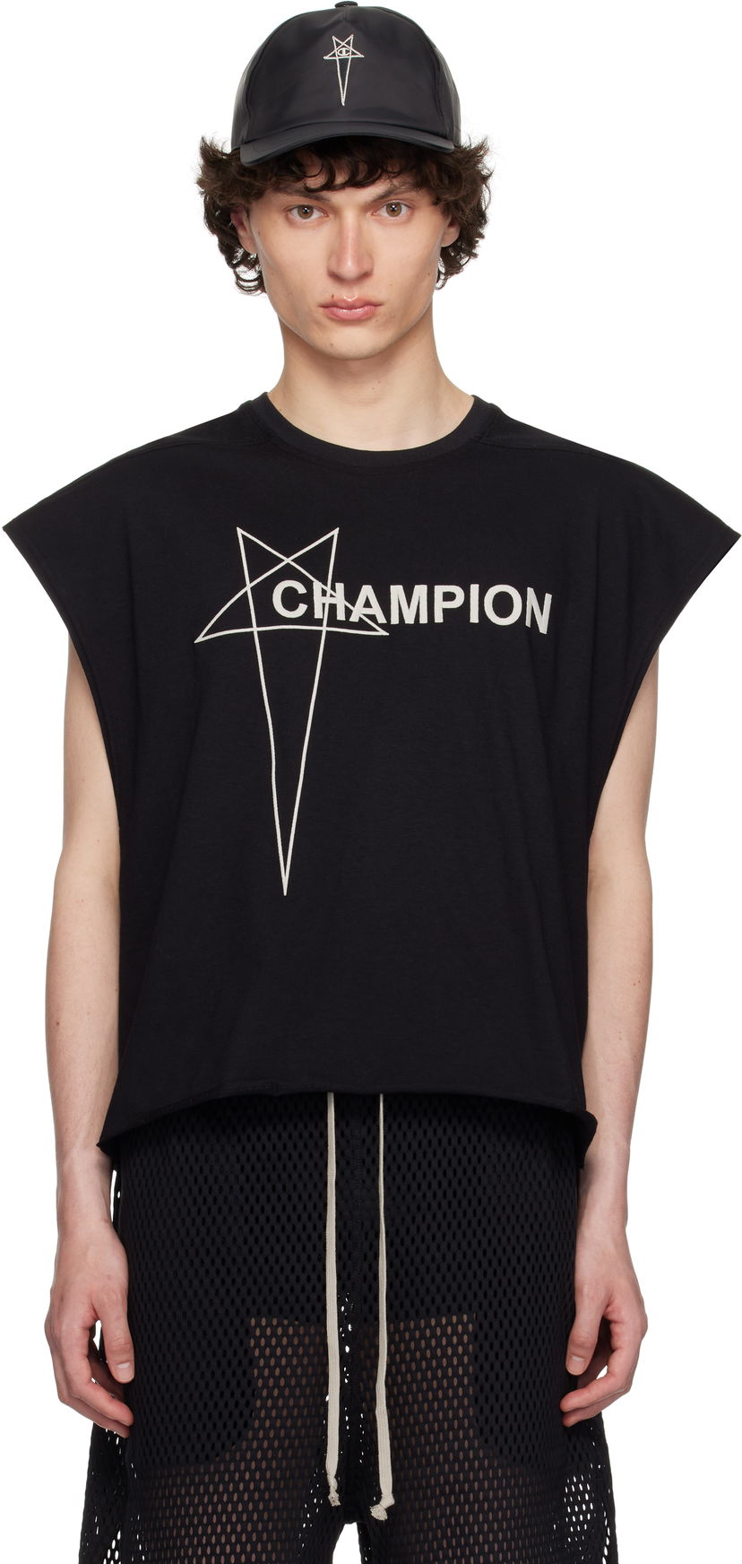 Linne Rick Owens Rick Owens Champion Edition Tatlin Tank Top Svart | CM01E1668 CHJG JERSEY