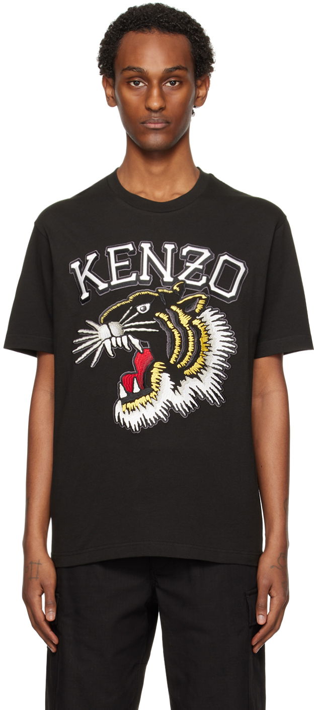T-shirt KENZO Paris Varsity Tiger T-Shirt Svart | FE55TS1874SG