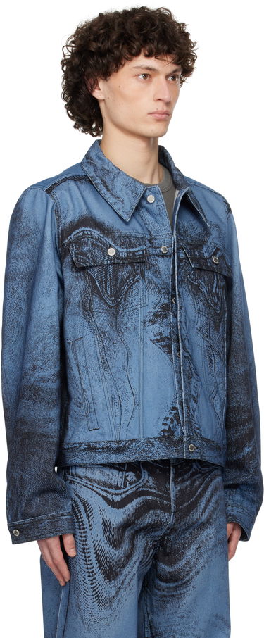 Jacka Camper CAMPERLAB Distorted Print Denim Jacket Blå | AU00005-009, 1