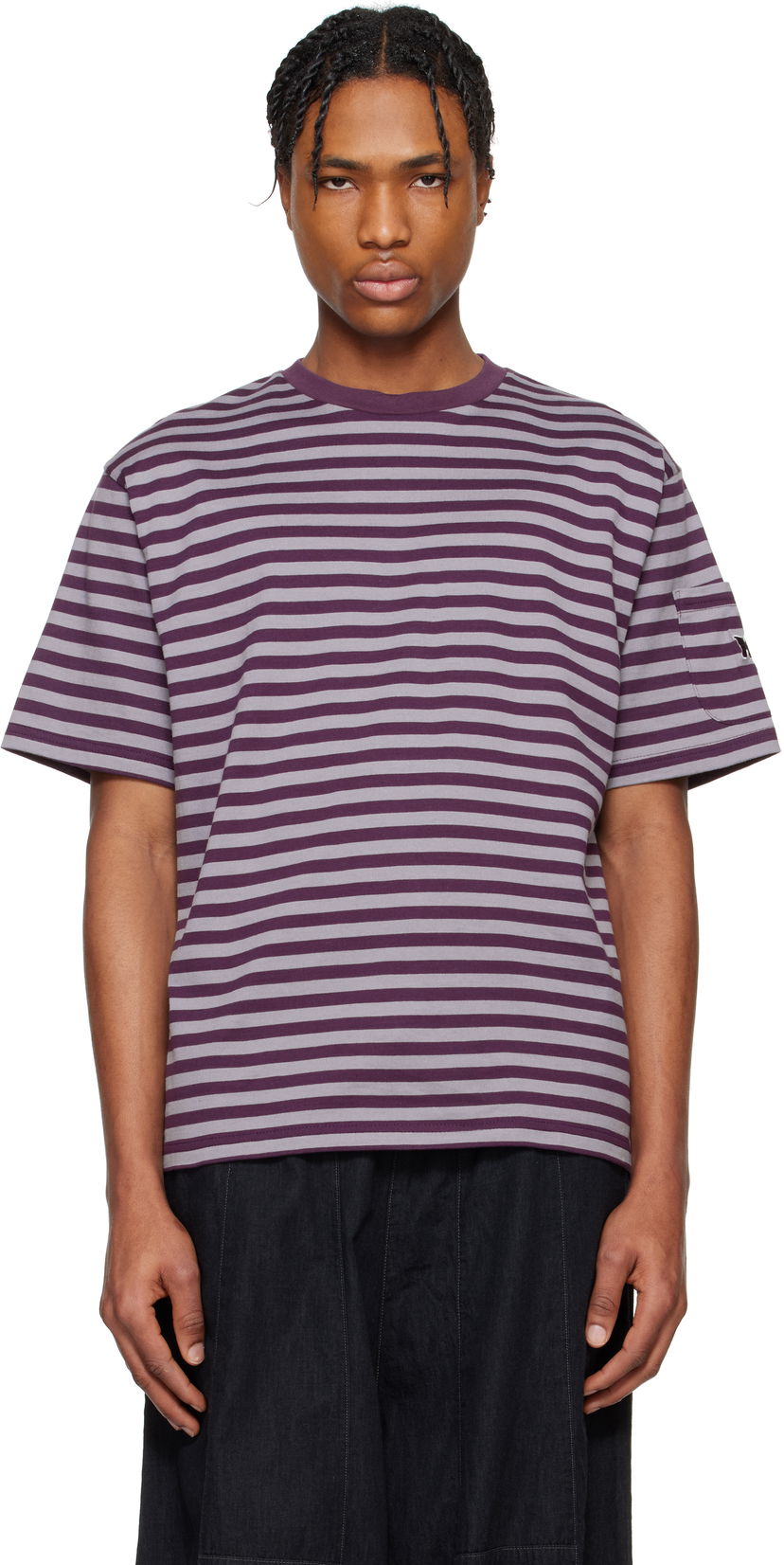 T-shirt Needles NEEDLES Cotton Stripe T-Shirt Purpur | QV364