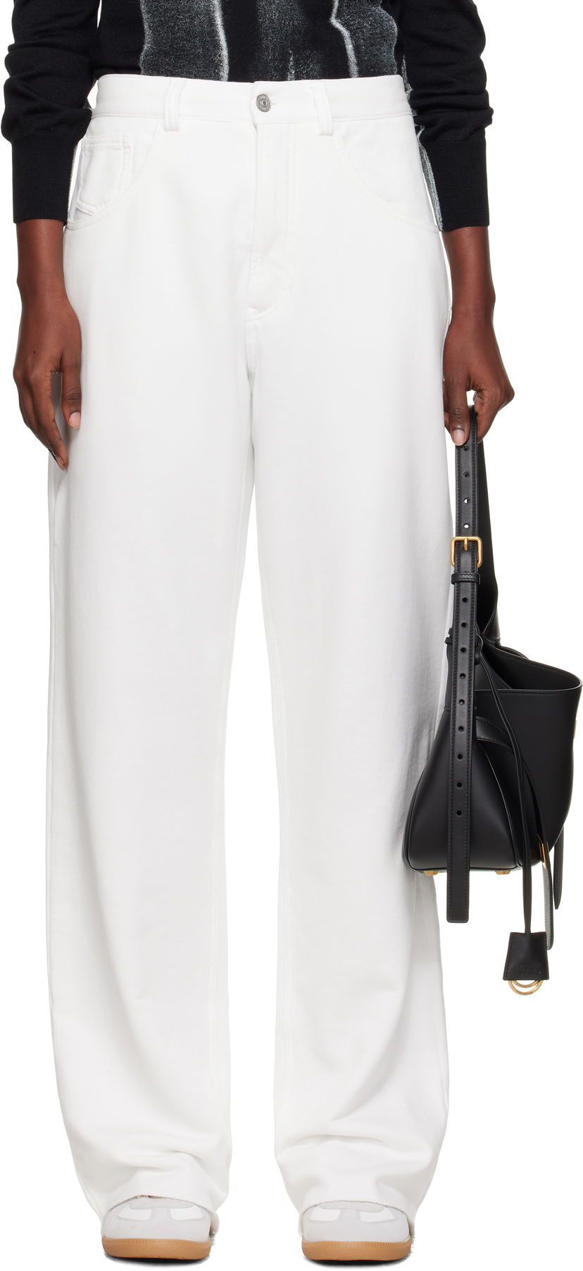 Byxor Maison Margiela MM6 Maison Margiela Brushed Sweat Jersey Trousers Vit | S52KA0548 M25014