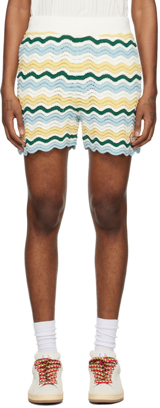Shorts Casablanca Wavy Bouclé Shorts Grön | MPS24-KW-601-01