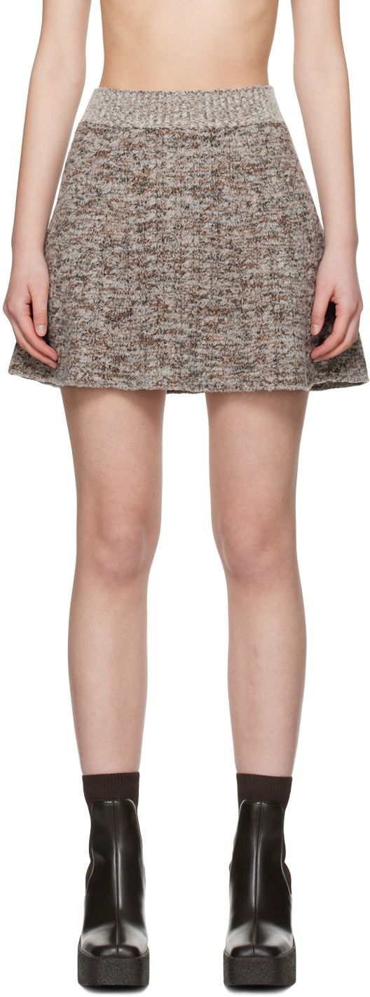 Kjol Stella McCartney Ribbed Mini Skirt Brun | 6K08493S2501